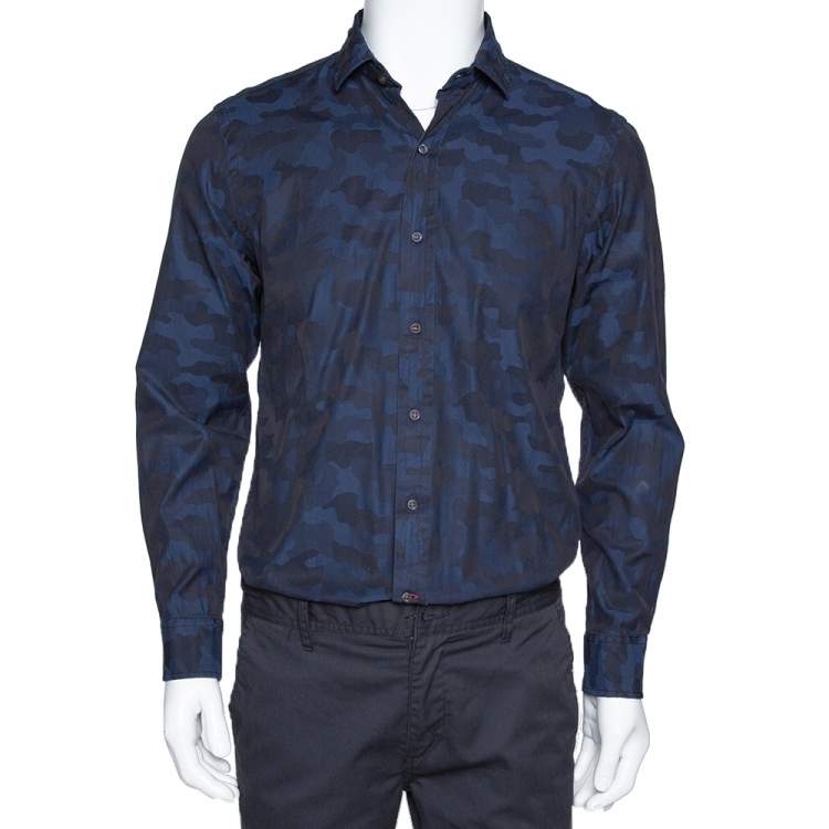 Voorbijgaand metaal Sherlock Holmes Ralph Lauren Navy Blue Camo Pattern Cotton Long Sleeve Shirt M Ralph Lauren  | TLC