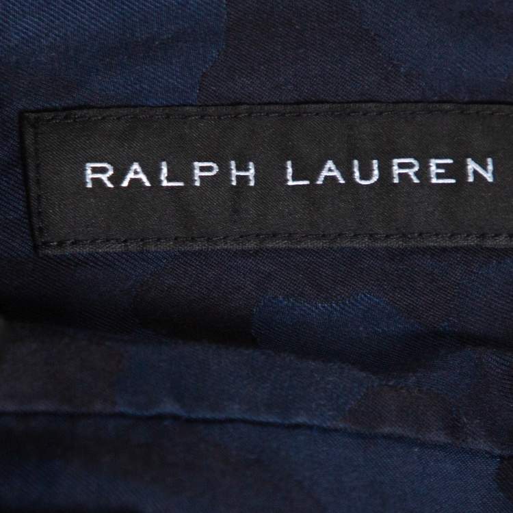 Pre Owned Ralph Lauren Navy Blue Camo Pattern Cotton Long Sleeve Shirt M