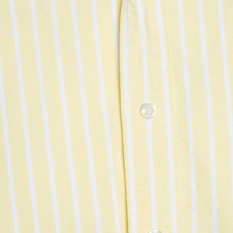 Pre Owned Ralph Lauren Light Yellow Striped Cotton Long Sleeve Shirt M
