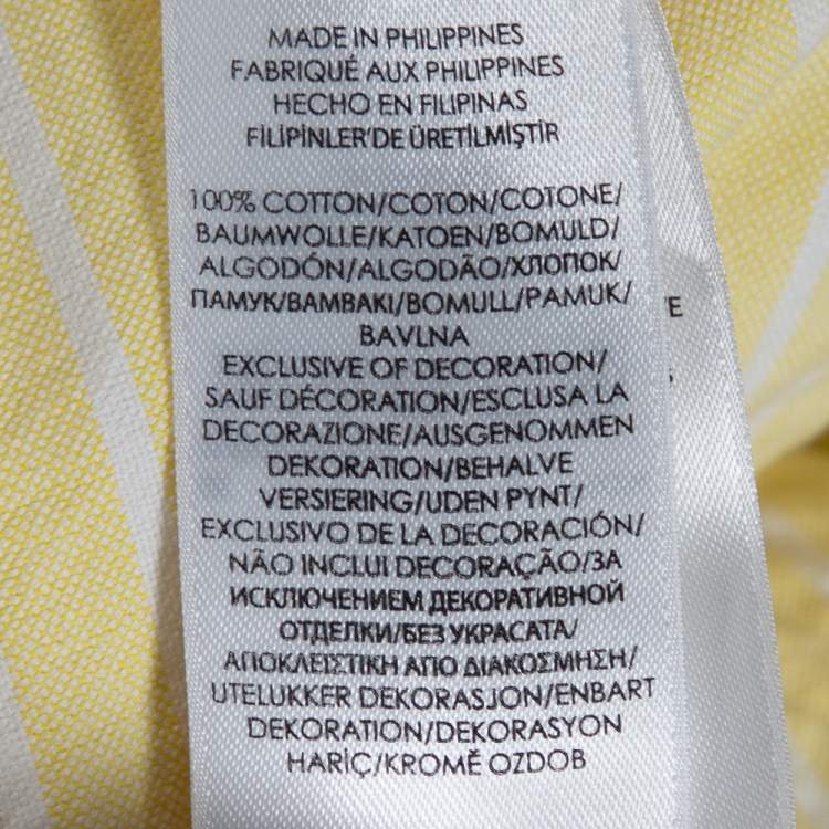 Pre Owned Ralph Lauren Light Yellow Striped Cotton Long Sleeve Shirt M
