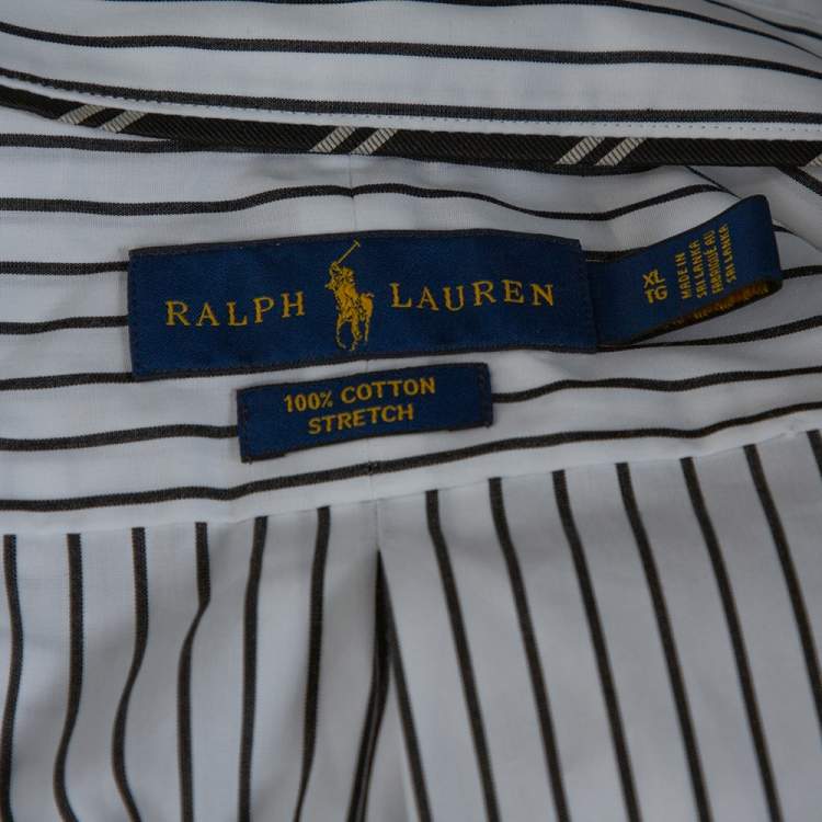 Pre Owned Ralph Lauren Monochrome Striped Cotton Button Front Shirt XL 