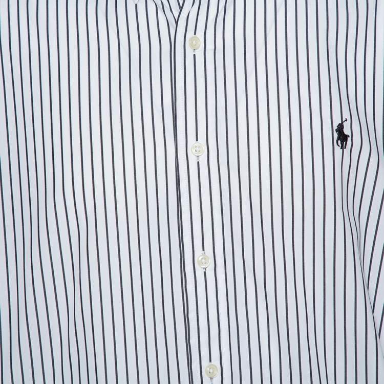 Pre Owned Ralph Lauren Monochrome Striped Cotton Button Front Shirt XL 