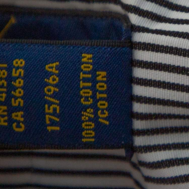 Pre Owned Ralph Lauren Monochrome Striped Cotton Long Sleeve Shirt M