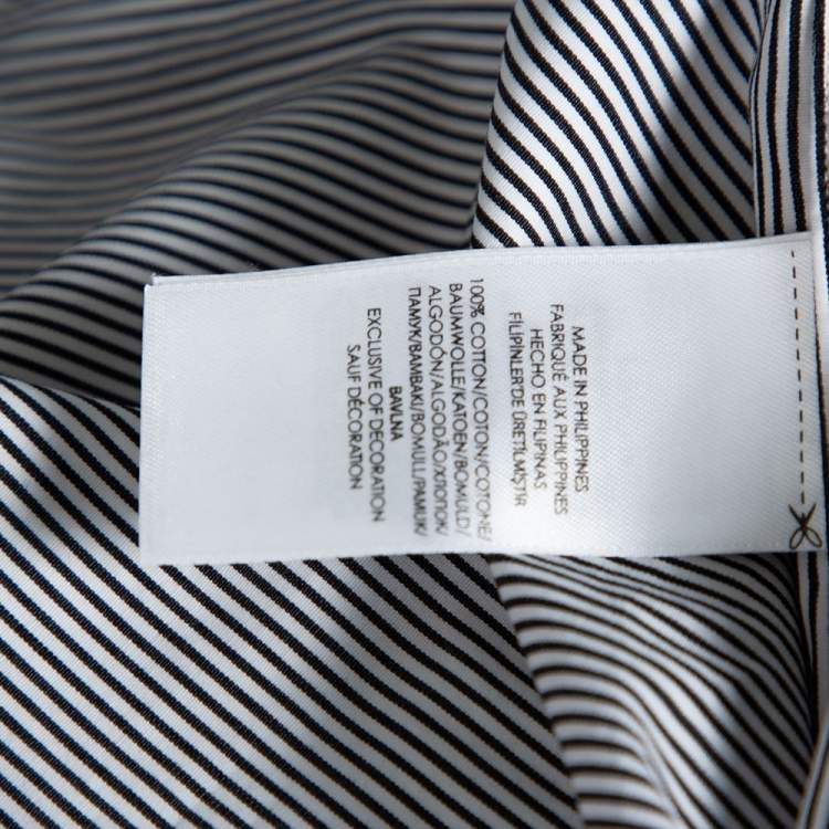 Pre Owned Ralph Lauren Monochrome Striped Cotton Long Sleeve Shirt M