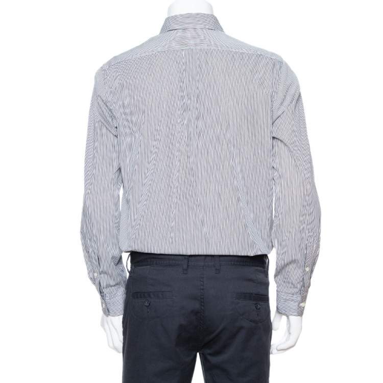 Pre Owned Ralph Lauren Monochrome Striped Cotton Long Sleeve Shirt M
