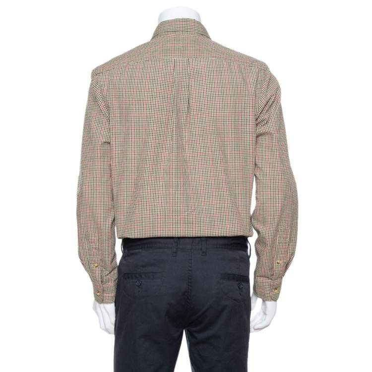 مملوكة مسبقًا Ralph Lauren Olive Green Checked Cotton Button Down Shirt M