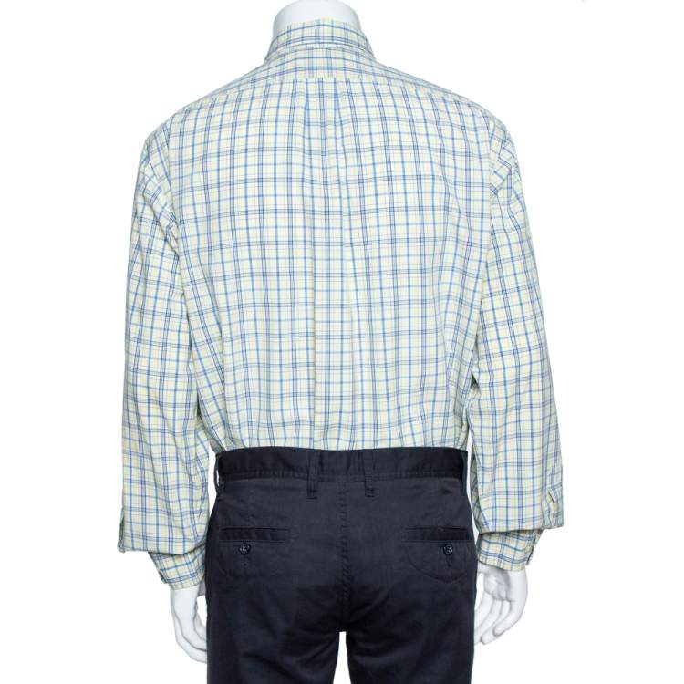 Pre Owned Ralph Lauren Pale Yellow Checked Cotton Button Down Shirt 3XL