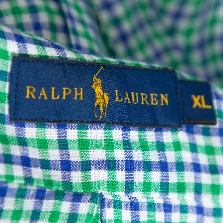 Pre Owned Ralph Lauren Bicolor Linen Checkered Button Front Shirt XL