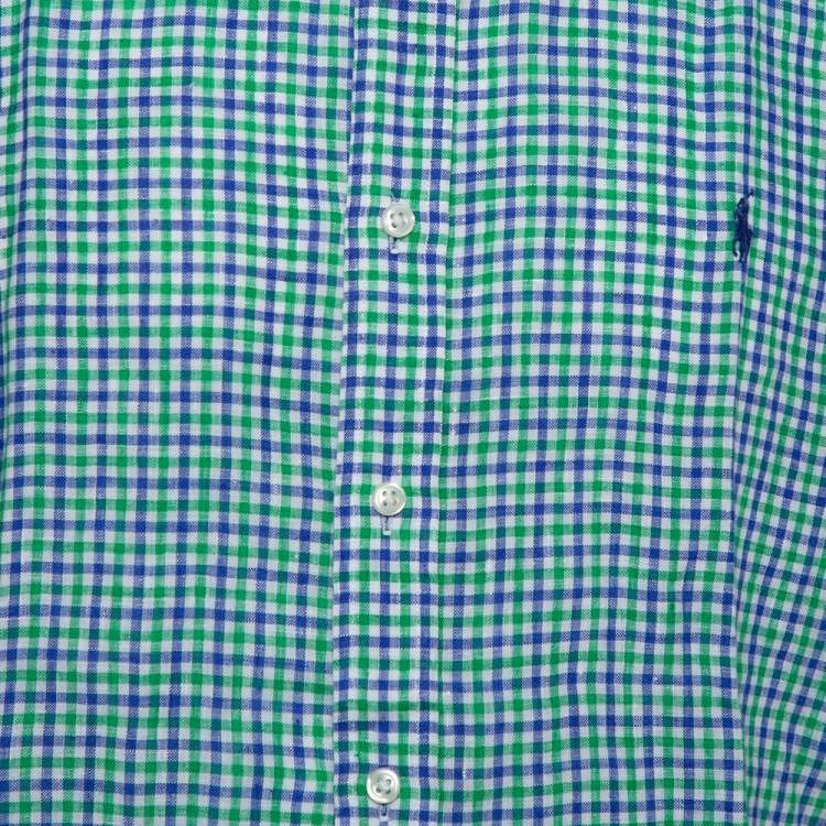 Pre Owned Ralph Lauren Bicolor Linen Checkered Button Front Shirt XL