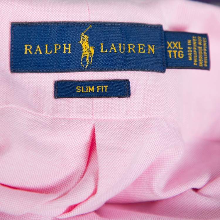 مملوكة مسبقًا Ralph Lauren Light Pink Cotton Short Sleeve Slim Fit Shirt XXL