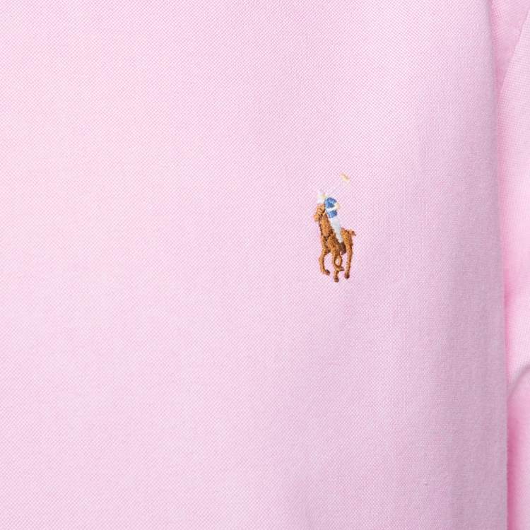 مملوكة مسبقًا Ralph Lauren Light Pink Cotton Short Sleeve Slim Fit Shirt XXL