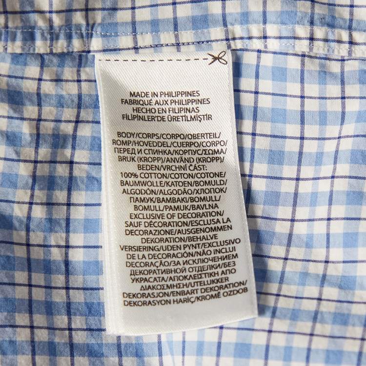 Pre Owned Ralph Lauren Blue & White Checkered Cotton Button Front Shirt L