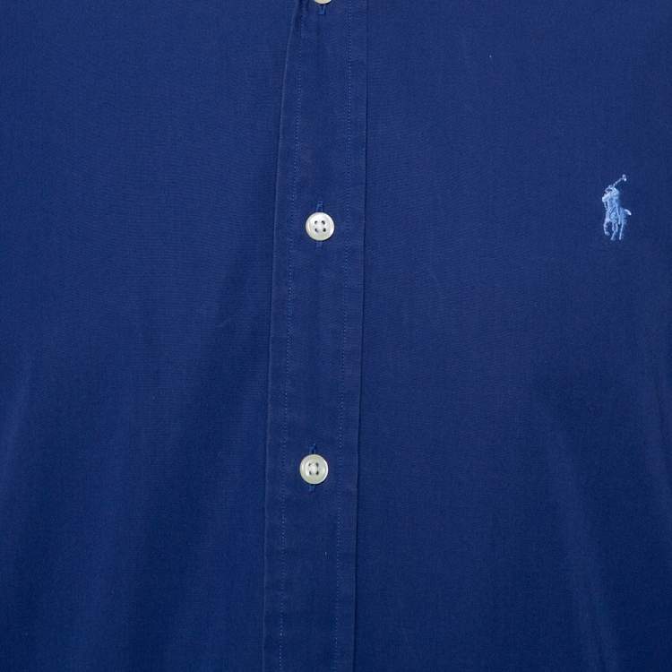 Pre Owned Ralph Lauren Navy Blue Cotton Button Front Shirt L