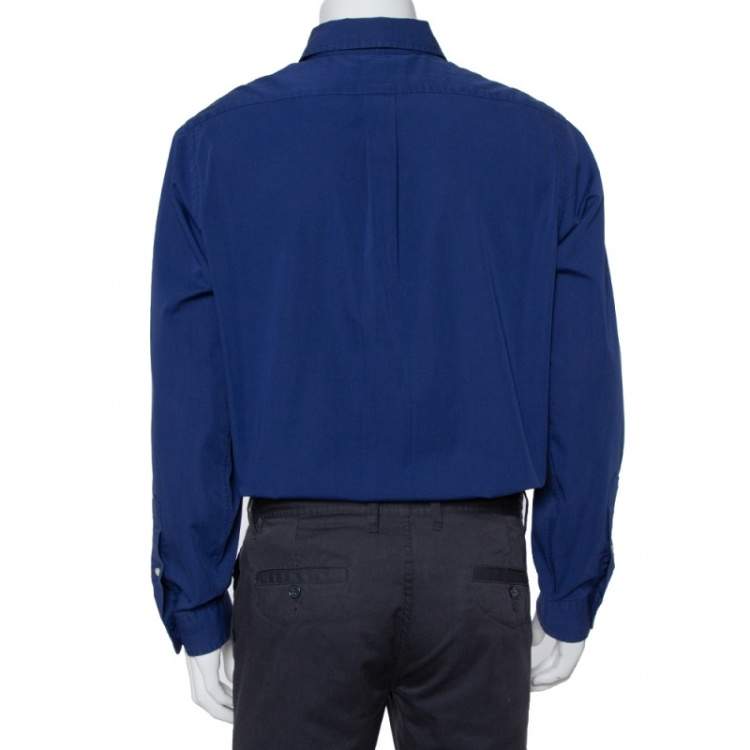 Pre Owned Ralph Lauren Navy Blue Cotton Button Front Shirt L