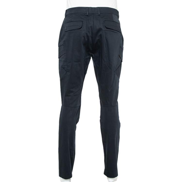 Pre Owned Ralph Lauren Navy Blue Cotton Pocket Detail Paneled Pants L