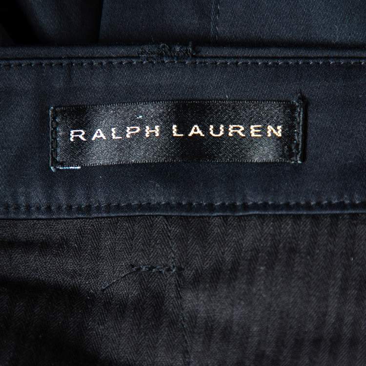 Pre Owned Ralph Lauren Navy Blue Cotton Pocket Detail Paneled Pants L