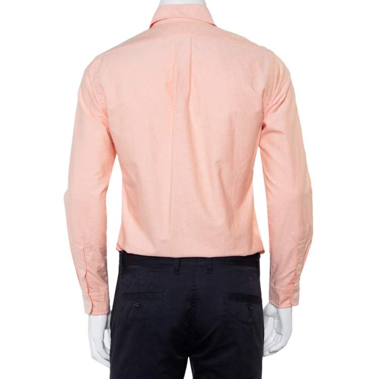 Pre Owned Ralph Lauren Pink Cotton Button Front Custom Fit Shirt S