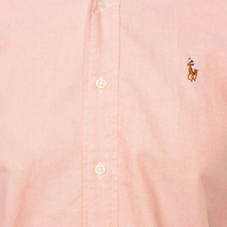 Pre Owned Ralph Lauren Pink Cotton Button Front Custom Fit Shirt S