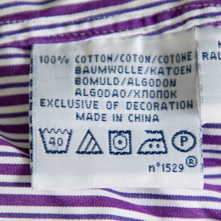 Pre Owned Ralph Lauren Purple Striped Cotton Button Front Custom Fit Shirt M