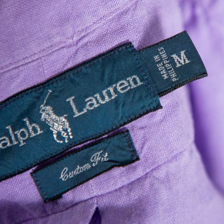 Pre Owned Ralph Lauren Purple Cotton Button Front Custom Fit Shirt M