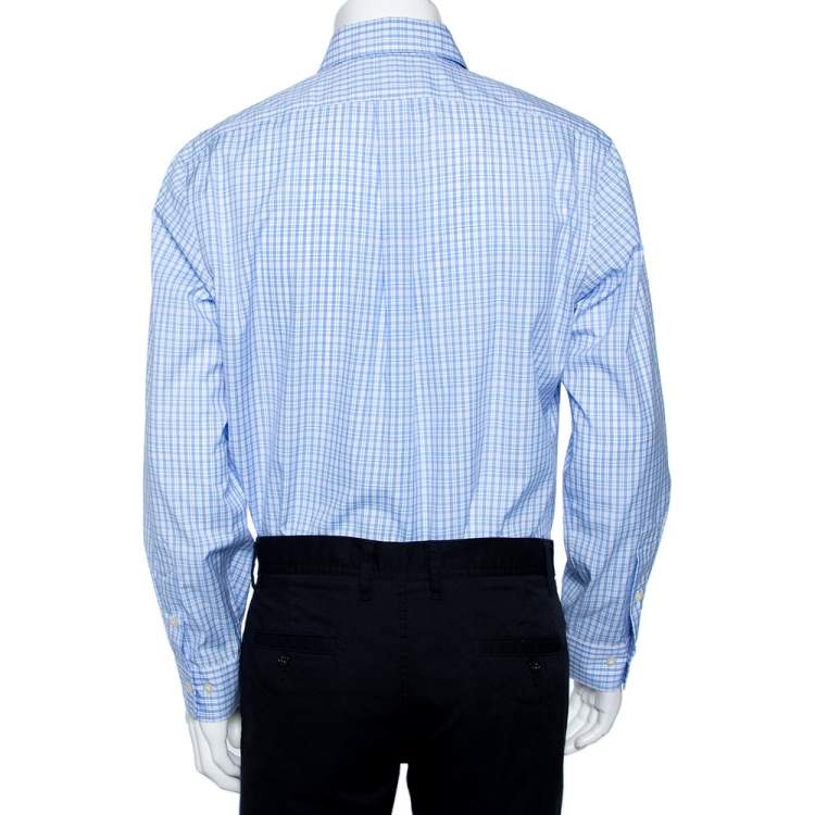 Pre Owned Ralph Lauren Blue Checkered Cotton Button Front Shirt XL