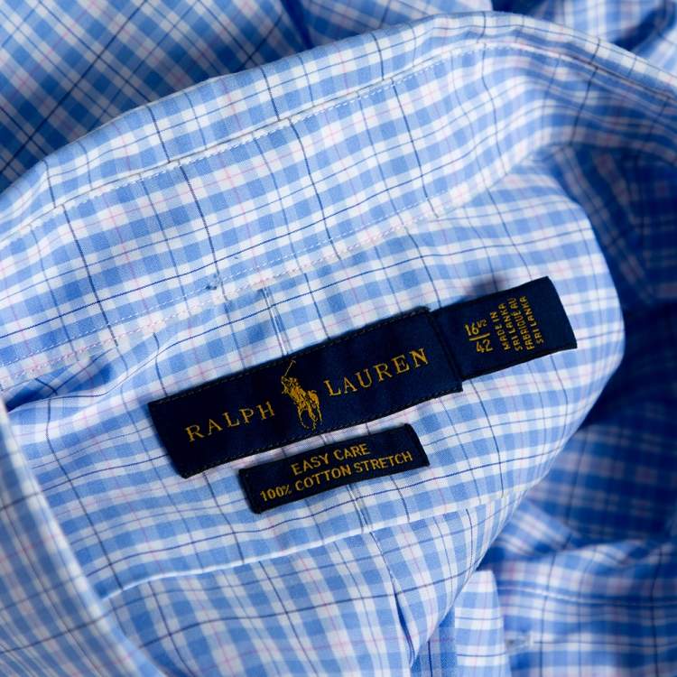 Pre Owned Ralph Lauren Blue Checkered Cotton Button Front Shirt XL