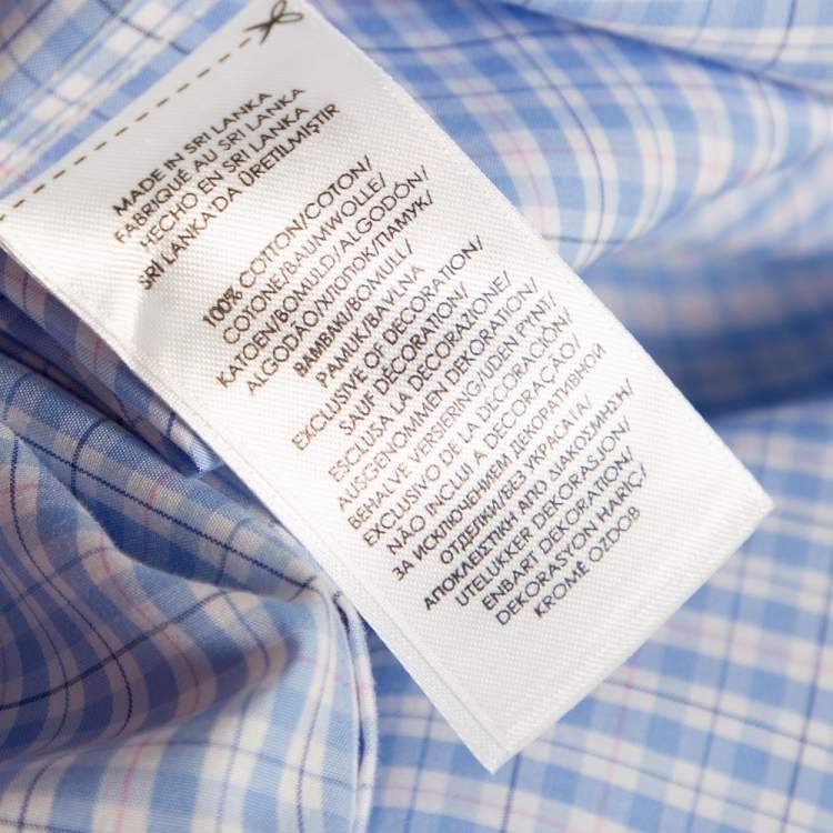 Pre Owned Ralph Lauren Blue Checkered Cotton Button Front Shirt XL