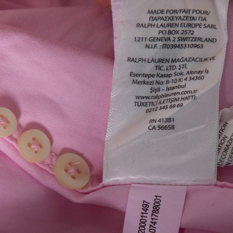 Pre Owned Ralph Lauren Pink Feather Weight  Cotton Slim Fit Shirt M