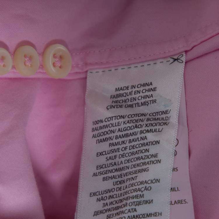 Pre Owned Ralph Lauren Pink Feather Weight  Cotton Slim Fit Shirt M
