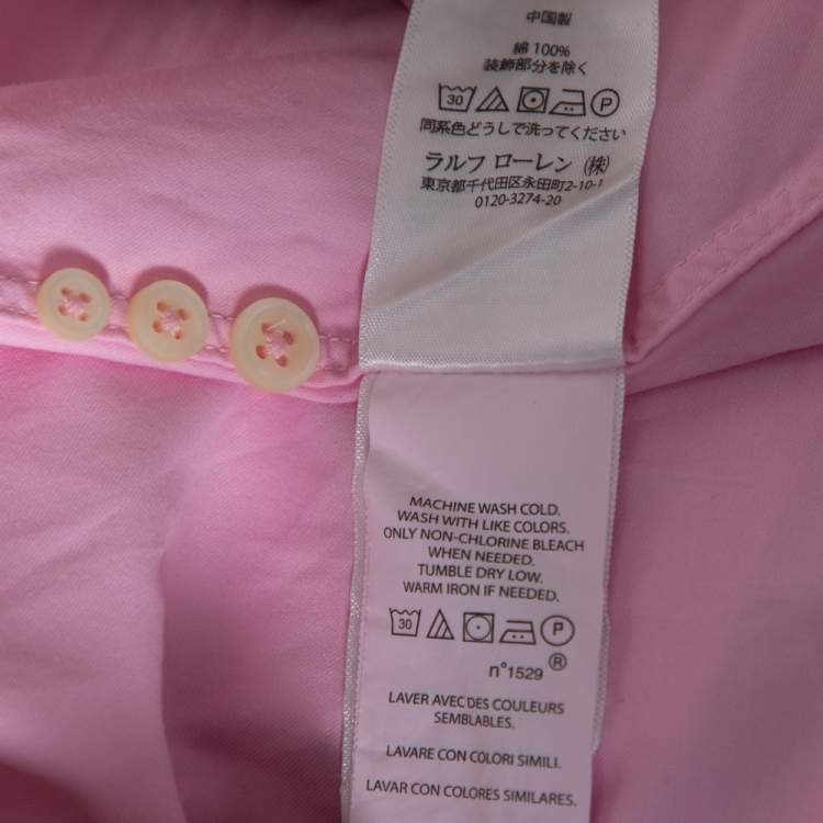 Pre Owned Ralph Lauren Pink Feather Weight  Cotton Slim Fit Shirt M