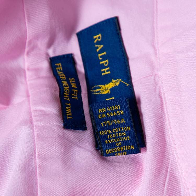 Pre Owned Ralph Lauren Pink Feather Weight  Cotton Slim Fit Shirt M
