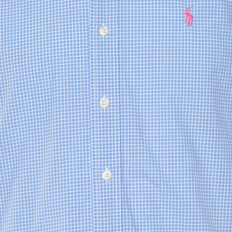 Pre Owned Ralph Lauren Light Blue Check Cotton Button Down Shirt S 