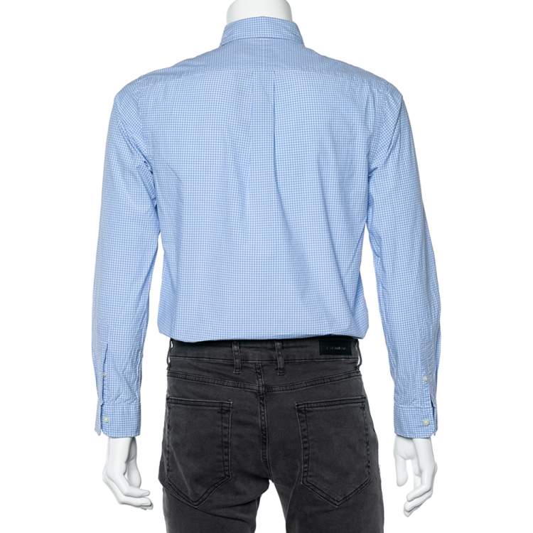 Pre Owned Ralph Lauren Light Blue Check Cotton Button Down Shirt S 