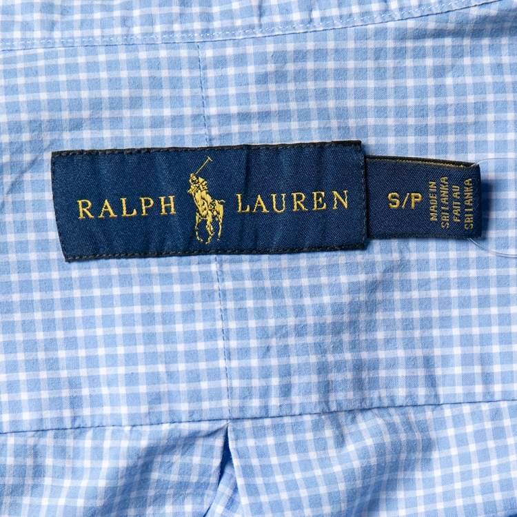 Pre Owned Ralph Lauren Light Blue Check Cotton Button Down Shirt S 