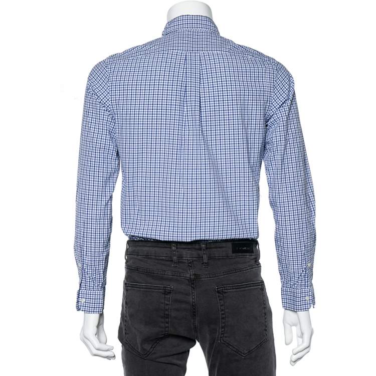 Pre Owned Ralph Lauren Blue Check Cotton Button Down Shirt S 