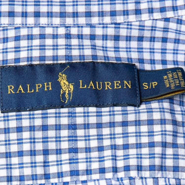Pre Owned Ralph Lauren Blue Check Cotton Button Down Shirt S 