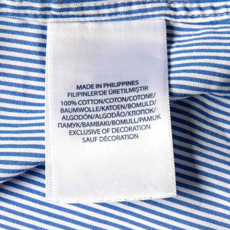 Pre Owned Ralph Lauren Blue Striped Cotton Button Down Shirt XL 