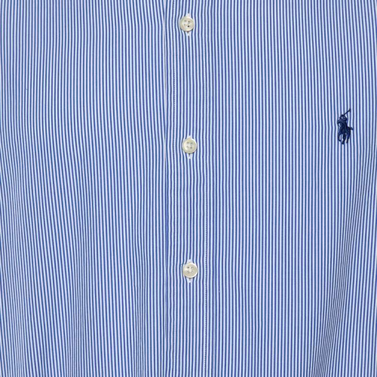 Pre Owned Ralph Lauren Blue Striped Cotton Button Down Shirt XL 