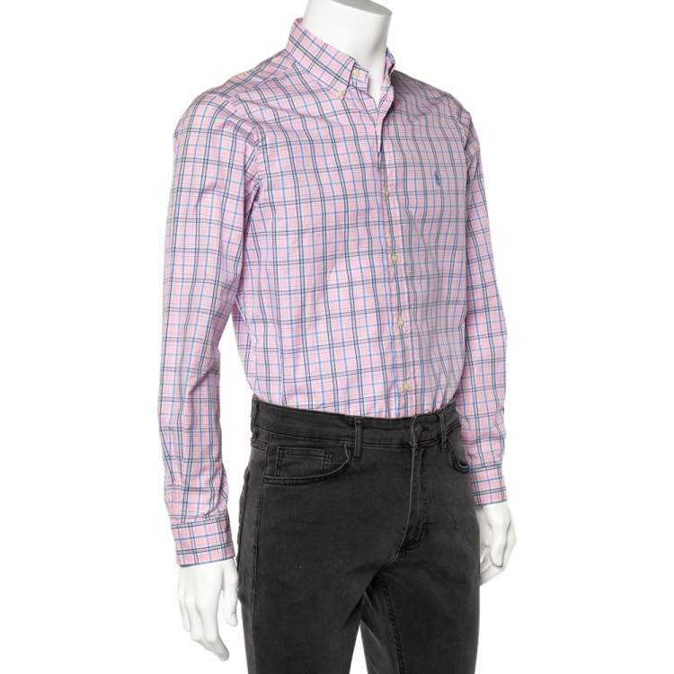Pre Owned Ralph Lauren Pink Checked Cotton Long Sleeve Classic Fit Shirt S