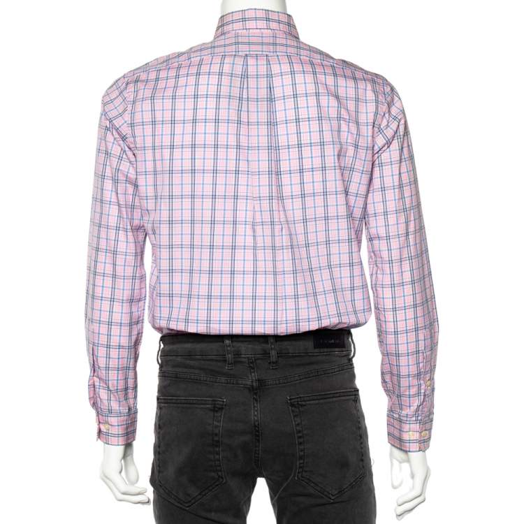 Pre Owned Ralph Lauren Pink Checked Cotton Long Sleeve Classic Fit Shirt S