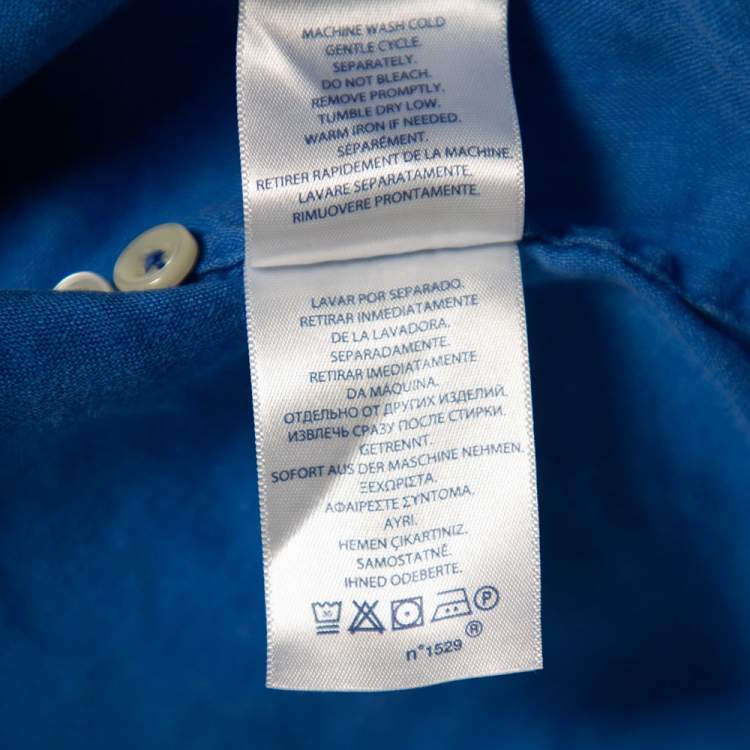 Pre Owned Ralph Lauren Blue Ocean Wash Linen Button Front Sport Shirt L