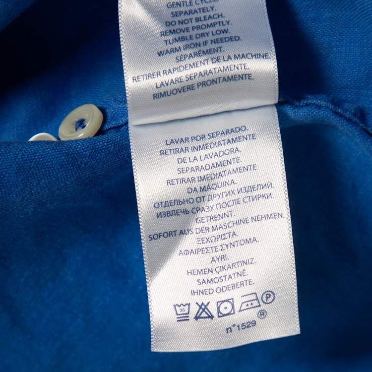 Pre Owned Ralph Lauren Blue Ocean Wash Linen Button Front Sport Shirt L