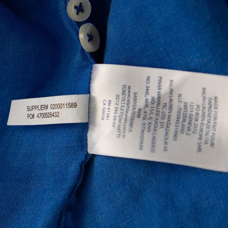 Pre Owned Ralph Lauren Blue Ocean Wash Linen Button Front Sport Shirt L