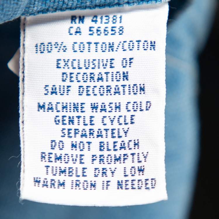 Pre Owned Ralph Lauren Light Blue Denim Button Front Short Sleeve Shirt XL