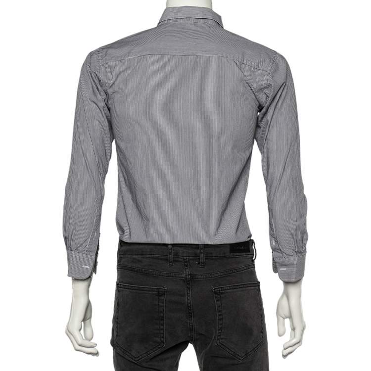 Pre Owned Ralph Lauren Monochrome Striped Cotton Classic Fit Shirt S