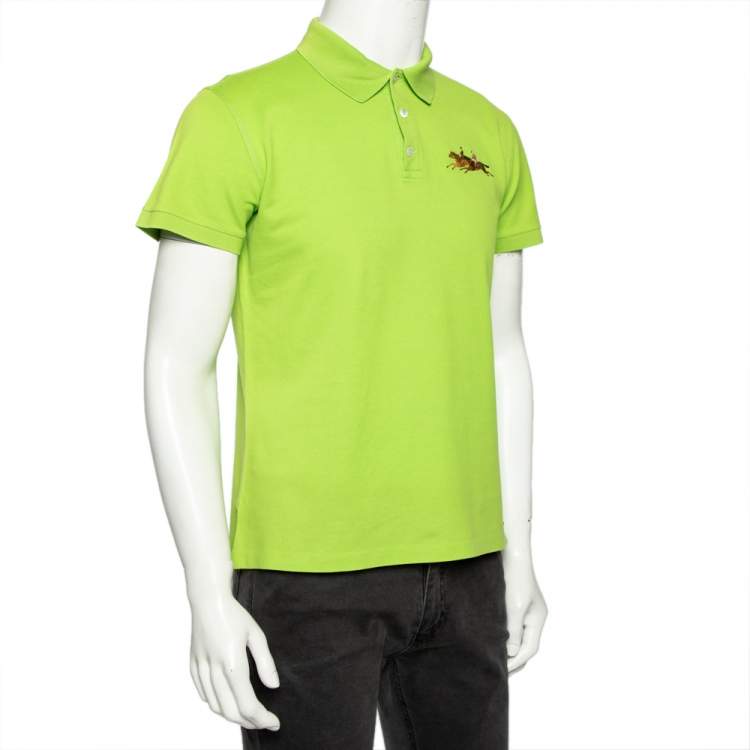 Pre Owned Ralph Lauren Green Cotton Pique Tailored Fit Polo T-Shirt M