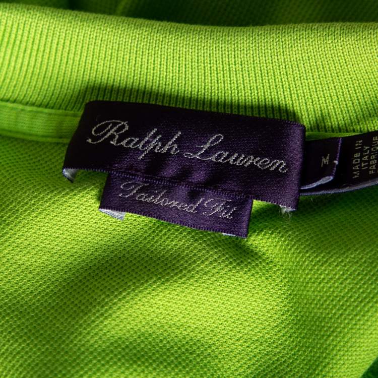 Pre Owned Ralph Lauren Green Cotton Pique Tailored Fit Polo T-Shirt M