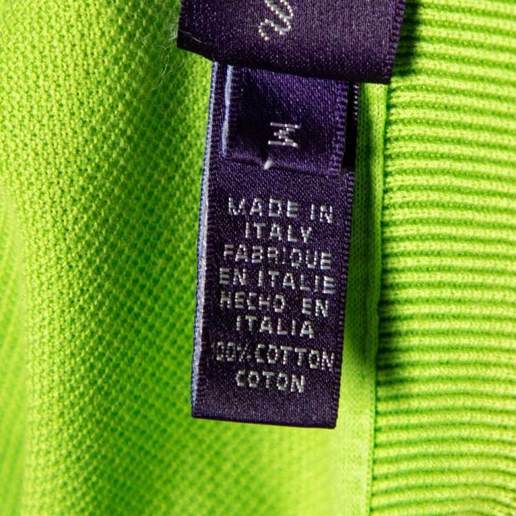 Pre Owned Ralph Lauren Green Cotton Pique Tailored Fit Polo T-Shirt M