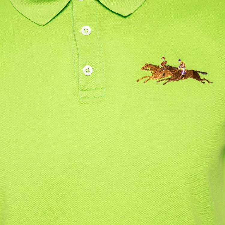 Pre Owned Ralph Lauren Green Cotton Pique Tailored Fit Polo T-Shirt M