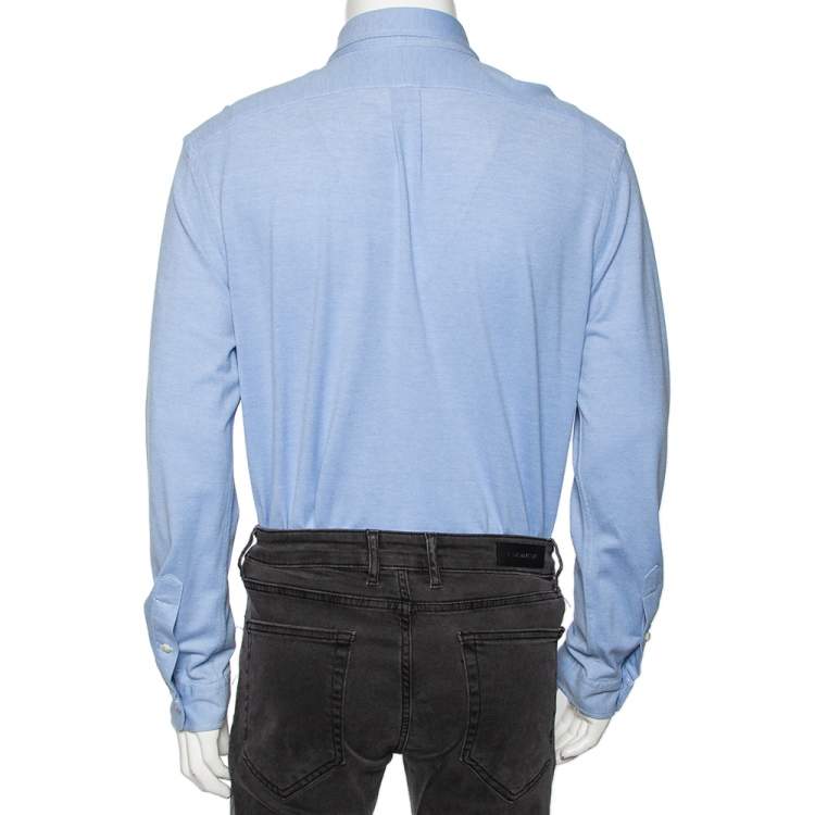 Pre Owned Ralph Lauren Blue Cotton Knit Oxford Shirt XL